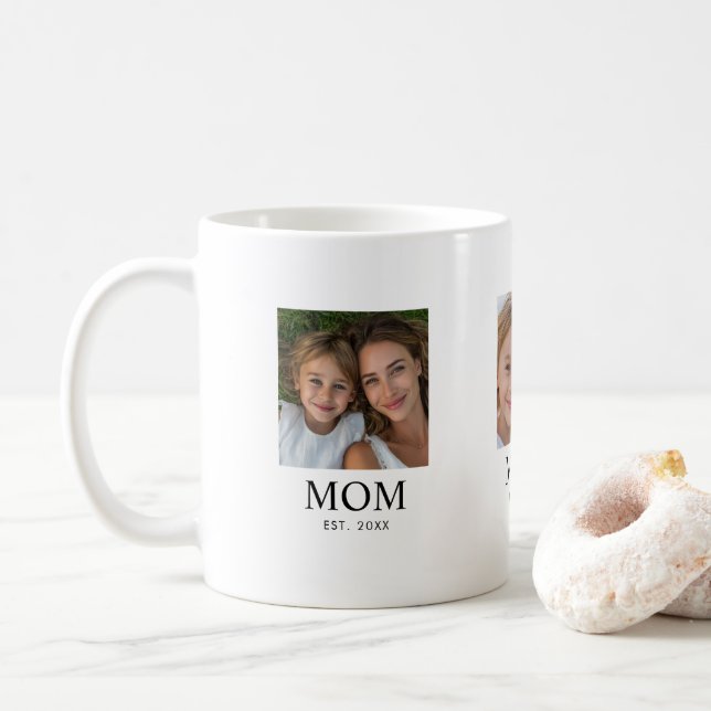 Mamma Upprättade Skript Svart 3 Foto Kaffemugg (Med munk)
