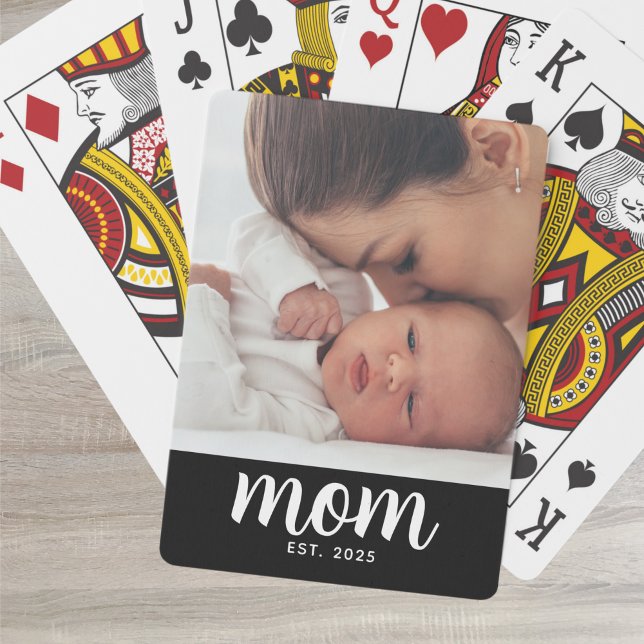 Mamma Upprättade Skript Svart Foto Casinokort (Skapare uppladdad)