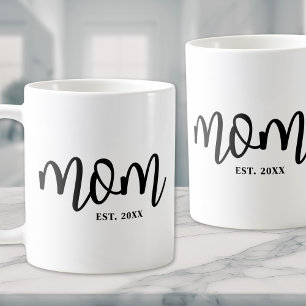 Mamma Upprättade Svart Manus Morsdag Kaffemugg