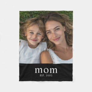 Mamma Upprättade Svart Modernt Skript Foto Fleecefilt