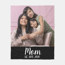 Mamma Upprättade Svart Modernt Skript Foto Fleecefilt