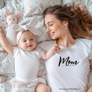 Mamma Upprättade Svart Skrift T-Shirt