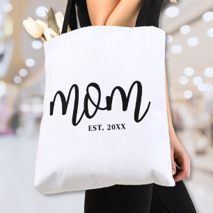 Mamma Upprättade Svart Skript Mors Dag Tygkasse