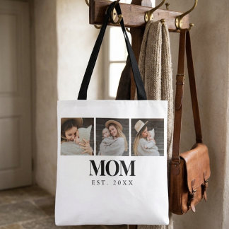 Mamma Upprättade Svart Typografi 3 Foto Tygkasse