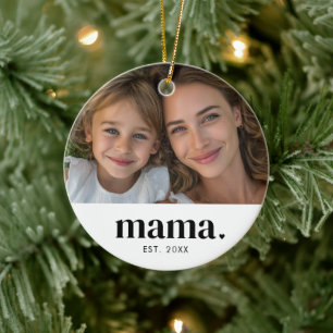 Mamma Upprättade Svart Vitt Modernt Foto  Julgransprydnad Keramik