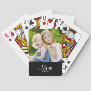 Mamma Upprättade Svart Vitt Skript Foto Casinokort