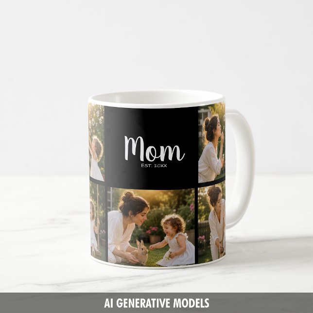 Mamma Upprättade Tre Foto Minnespresent Kaffemugg (Mom Established Three Photo Memory Gift Coffee Mug)