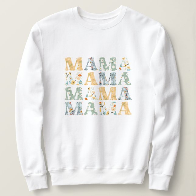 Mamma Vår Blommigt Pullover Sweatshirt för Mamma T Shirt (Design framsida)