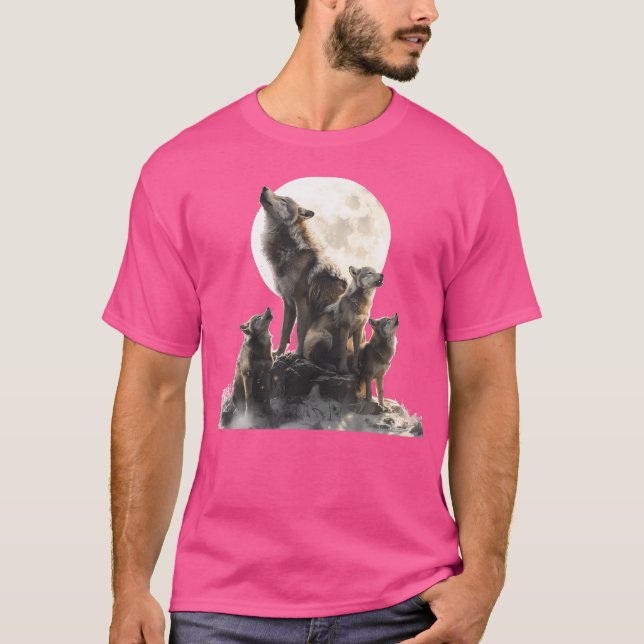 Mamma Varg Howling at Måne Varg Älskare Mor Da T Shirt (Framsida)