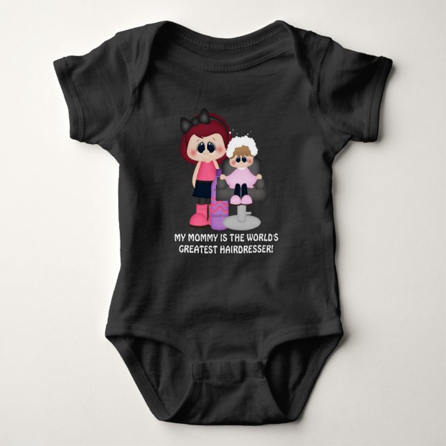 Mamma världsmästare hårfrisör baby kroppsdräkt t-shirt (Framsida)