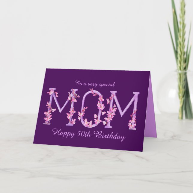 Mamma vattenfärg Orchid-anpassningsbar 50 års föde Kort (Framsida)