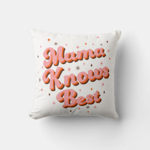Mamma Vet Bäst Rosa Brun Rolig Retro Typografi Kudde