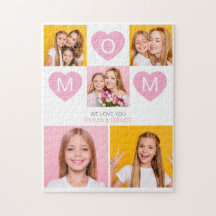 Mamma Vi älskar Dig Barnens Namn Foto Collage Hjär