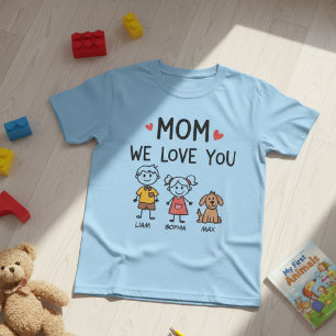 Mamma Vi älskar Dig Söta Barn Namn Illustration T Shirt