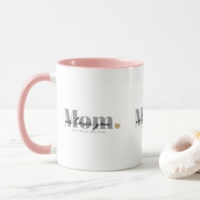 Mamma Vi älskar Dig Svart Script Mugg (Med munk)