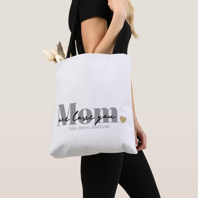 Mamma Vi älskar Dig Svart Script Tygkasse (Närbild)