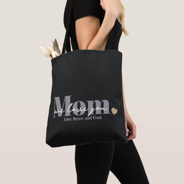 Mamma Vi älskar Dig Svart Script Tygkasse (Närbild)