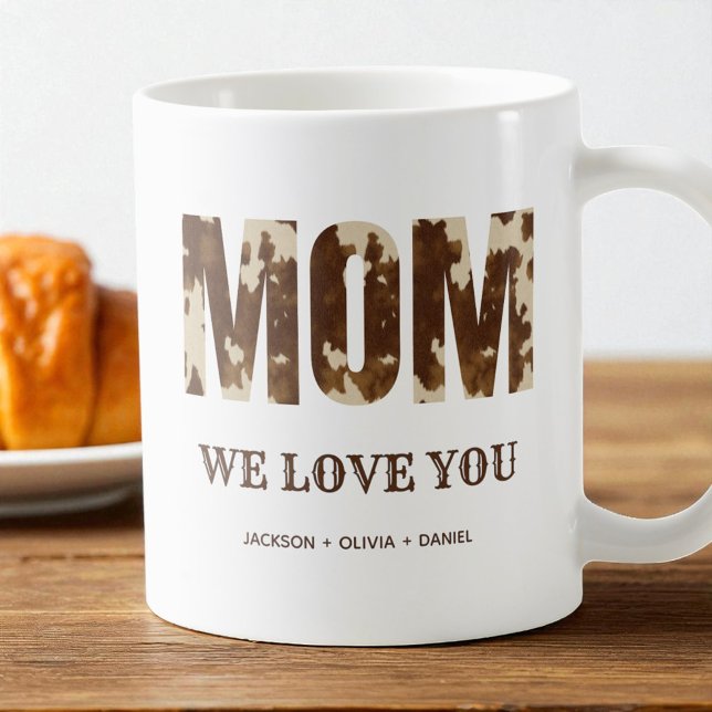 Mamma Vi Älskar Dig Västerländsk Land Modern Typog Kaffemugg (Mom We Love You Western Country Modern Typography Coffee Mug)