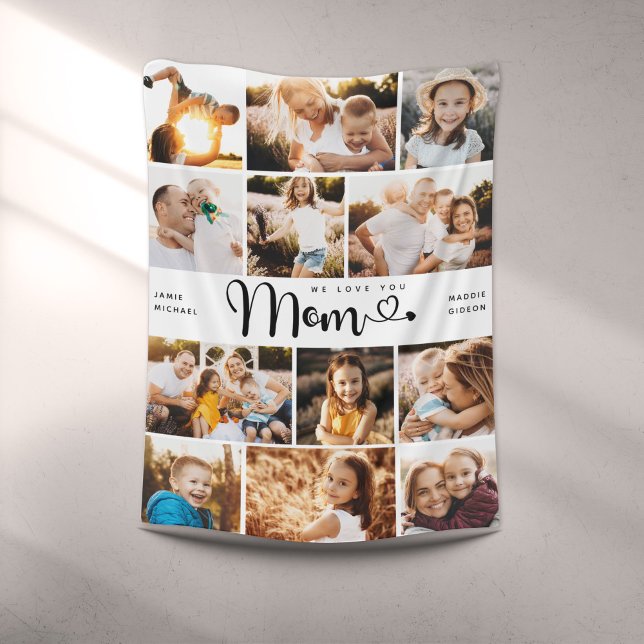 Mamma Vi Kärlek du lyssnar på Modern Photo Collage Fleecefilt (Skapare uppladdad)