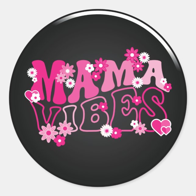 Mamma Vibes Runt Klistermärke (Framsida)