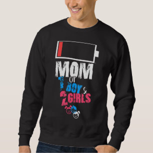 Mamma vid 1 pojke och 2 flickor Mor Fars dag Bir Lång Ärmad Tröja