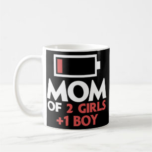 Mamma vid 2 flickor 1 Boy Mor med en son 2 Kaffemugg