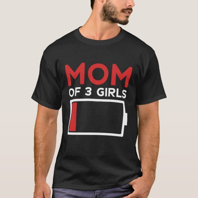 Mamma vid 3 flickor Mors dag T Shirt (Framsida)