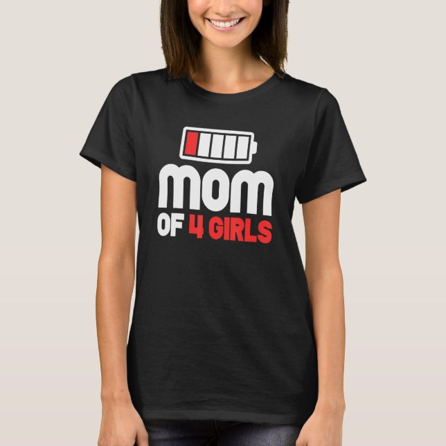 Mamma vid 4 flickor Mors dag T Shirt (Framsida)