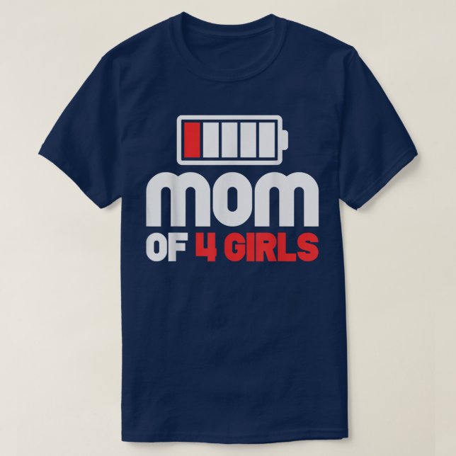 Mamma vid 4 Girls Funny Mors dag T-Shirt Copy (Design framsida)