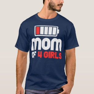 Mamma vid 4 Girls Funny Mors dag T-Shirt Copy