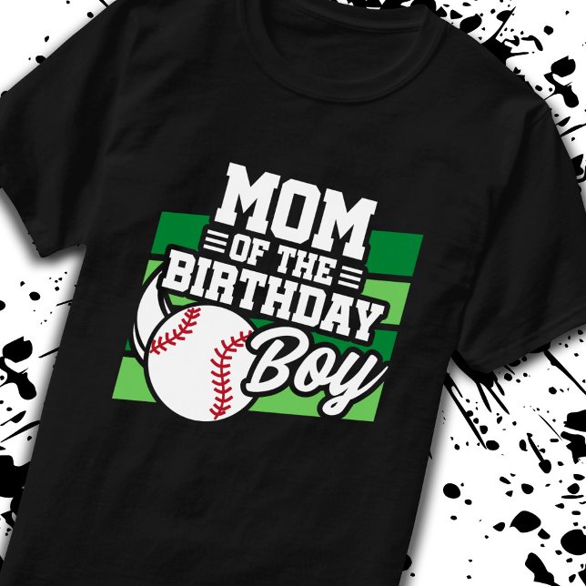 Mamma vid Birthday Boy Boys Baseball Party Morsa T Shirt (Skapare uppladdad)