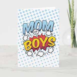 Mamma vid Boys Mors dag Tecknad Bok Stil Kort