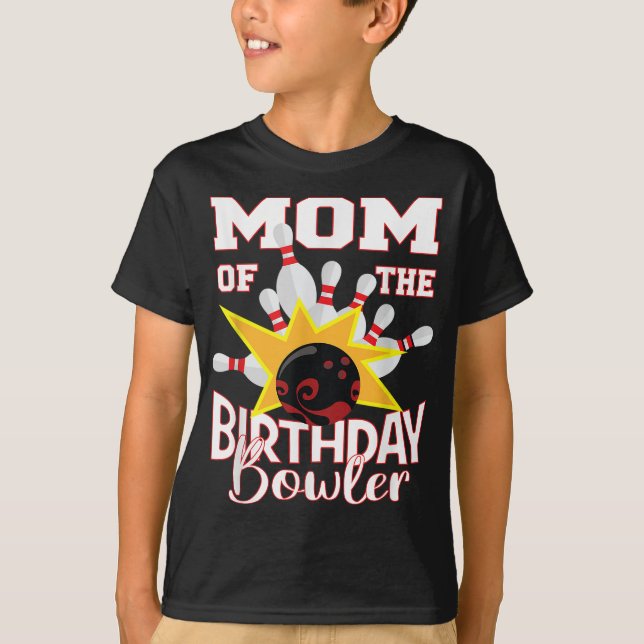 Mamma vid födelsedagen Bowlareare Kid Bowling Part T Shirt (Framsida)