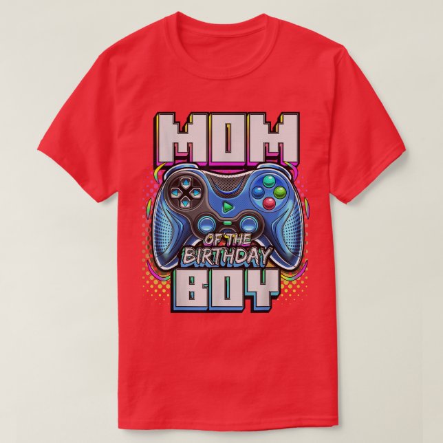 Mamma vid födelsedagsjejsaren Matching Video Game  T Shirt (Design framsida)