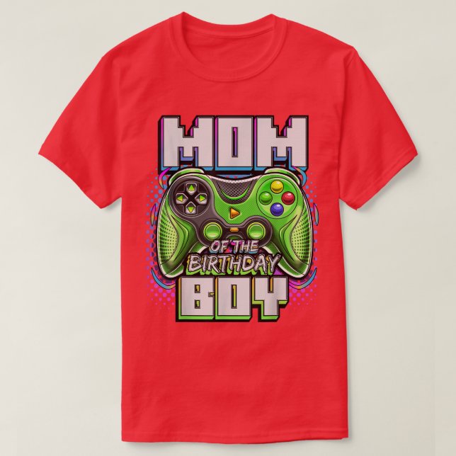 Mamma vid födelsedagsjejsaren Matching Video Game  T Shirt (Design framsida)