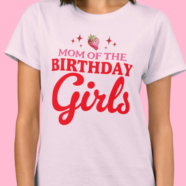 Mamma vid födelsedagsknappens Twillingar T Shirt (Mom of The Birthday Girls Twins Joint Birthday T-Shirt)