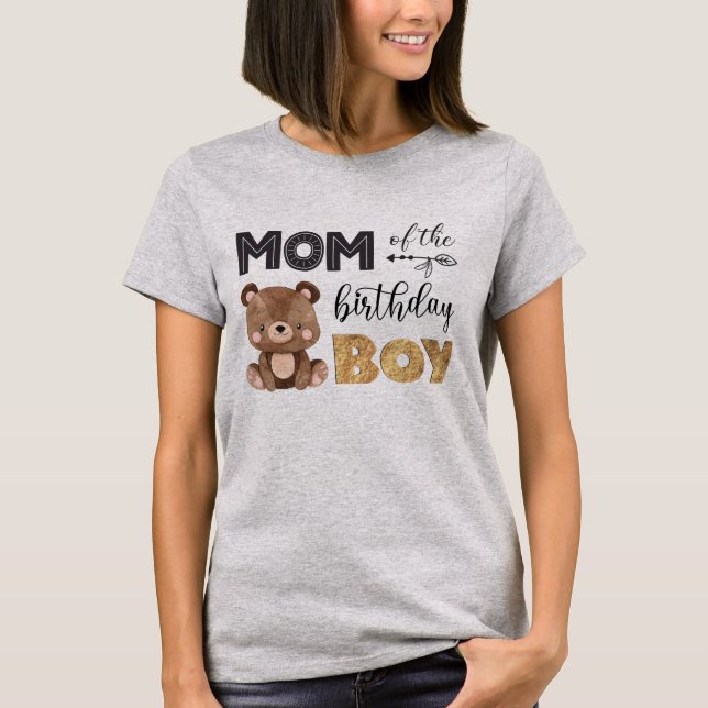 Mamma vid födelsedagskorgen Baby Bear T Shirt (Framsida)