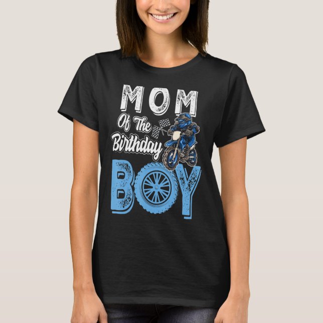 Mamma vid födelsedagspojken Dirt Bike B Day Motocr T Shirt (Framsida)