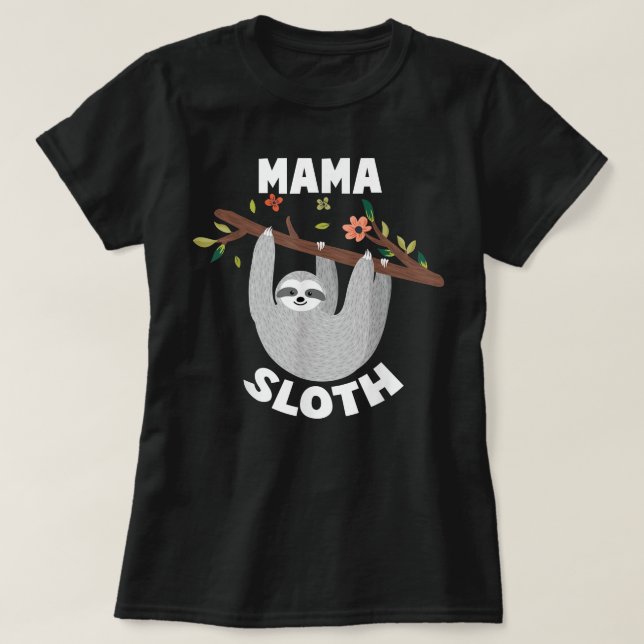 Mamma vid födelsedagspojken Sloth Kid B-Day Party T Shirt (Design framsida)