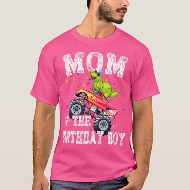 Mamma vid födelsedagspojken T Rex Dinosaur Monster Shirt (Framsida)