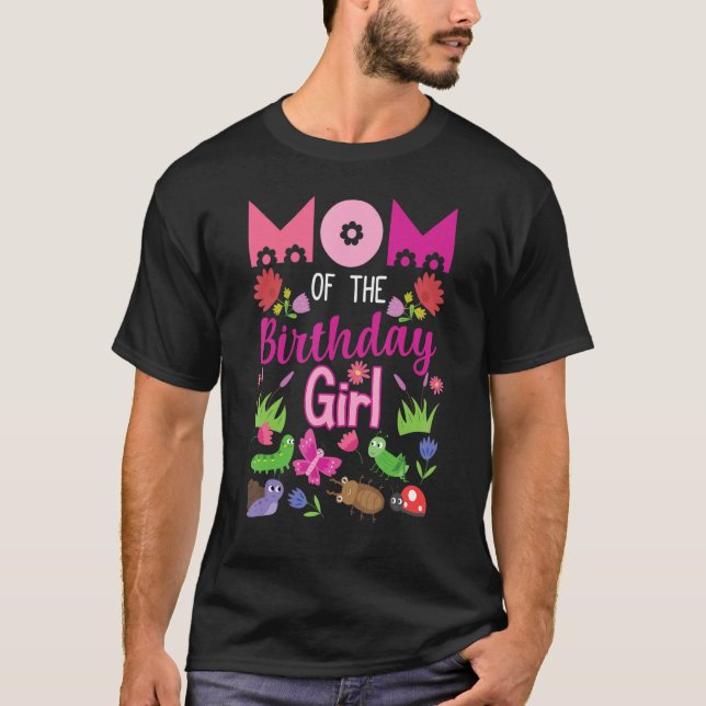 Mamma vid födelsedagstjejen Kryp Insekt Bday Party T Shirt (Framsida)