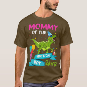 Mamma vid födelsedagstjocken TRex RAWR Dinosaur Bi T Shirt