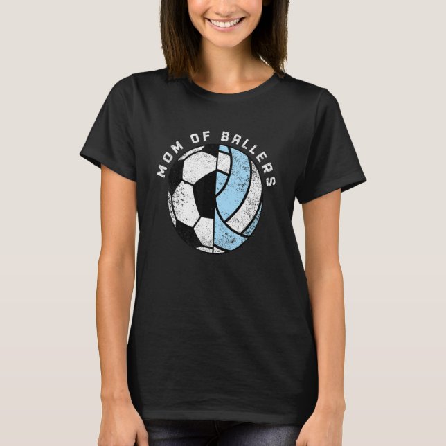 Mamma vid fotbollsfotboll Mamma T Shirt (Framsida)