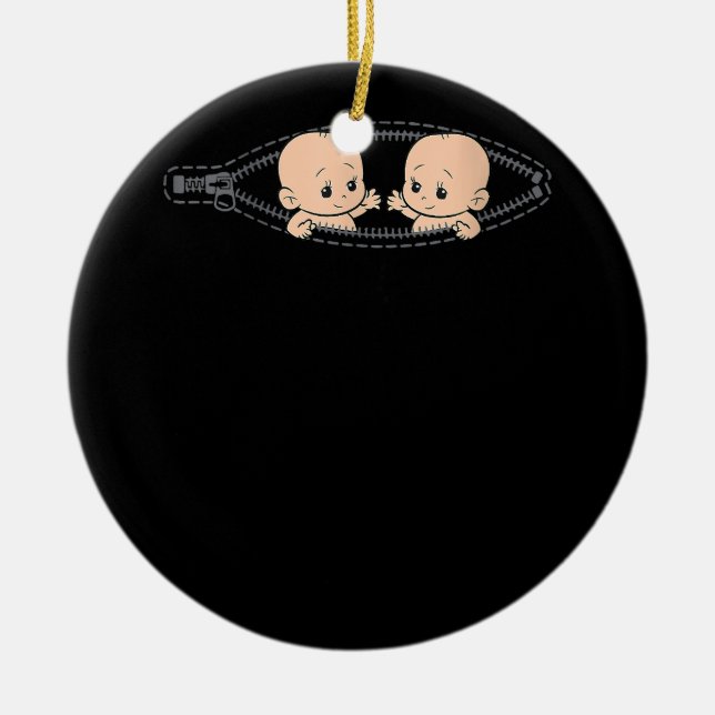 Mamma vid Twillingar med två Gravider Mamma som är Julgransprydnad Keramik (Framsidan)