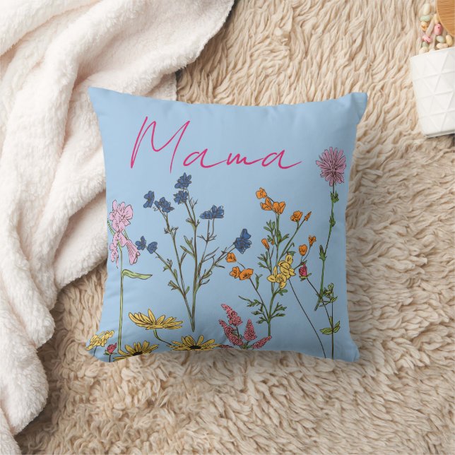 Mamma vilda blommor present kudde (Filt)