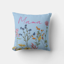 Mamma vilda blommor present kudde