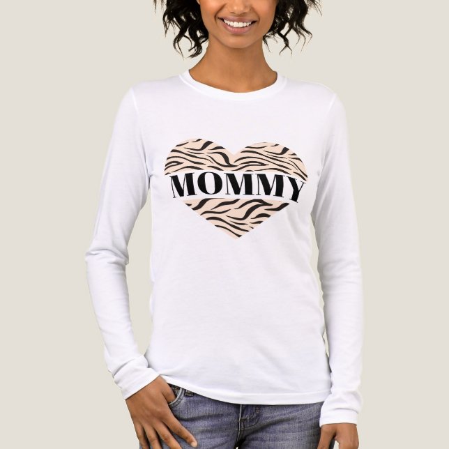Mamma, vilda tigerhjärta t shirt (Framsida)