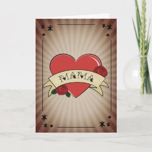 Mamma Vintage Heart Rose Tatuering Mors Dag Kort
