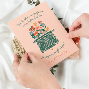 Mamma Vintage skrivmaskin blommor Glad mors dag Helgkort