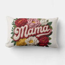 "Mamma" Virkad blommig kudde – Mors dag – Gåva